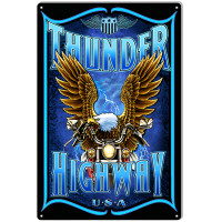 Motorcycle Thunder Highway Garage Shop Man Cave Metal Sign - 12" x 18"