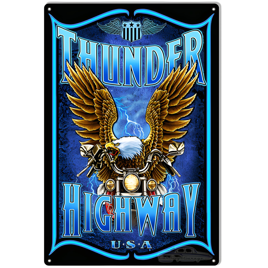 Motorcycle Thunder Highway Garage Shop Man Cave Metal Sign - 12" x 18" Motorcycle Thunder Highway Garage Shop Man Cave Metal Sign - 12" x 18"