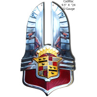 Cadillac Car Hood Ornament Metal Sign - 9.5" x 16.5"