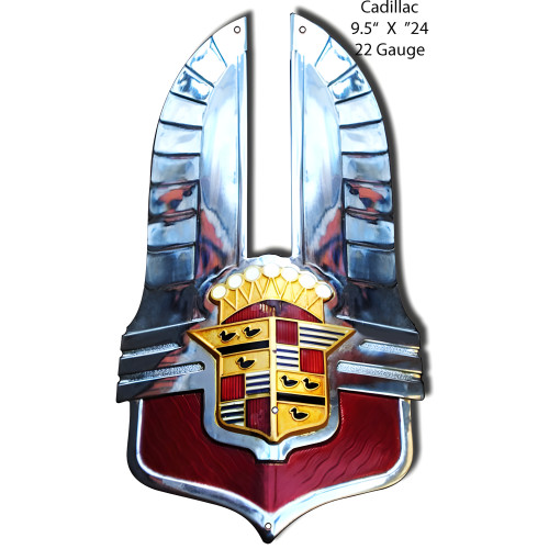 Cadillac Car Hood Ornament Metal Sign - 9.5" x 16.5"