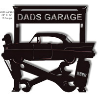 Dads Garage Silhouette Garage Shop Metal Sign - 22" x 24"