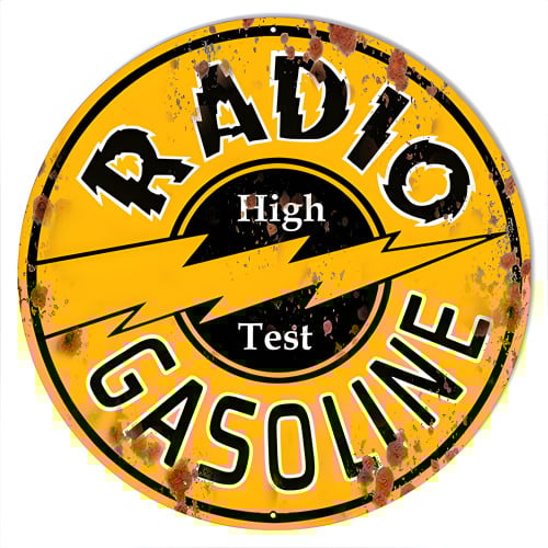 Radio Gasoline Reproduction Large Vintage Motor Oil Metal Sign - 28" Round