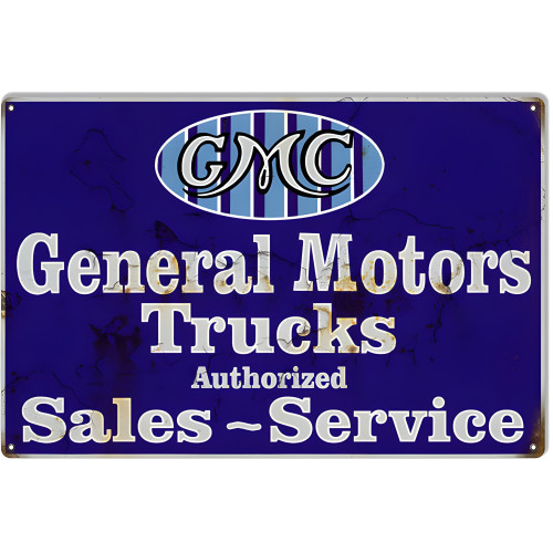 General Motors Trucks Vintage Looking Reproduction Metal Sign - 16" x 24"
