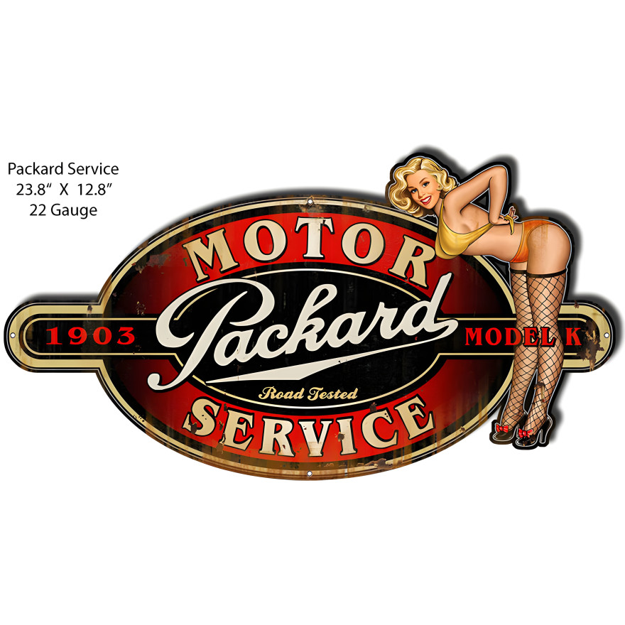 Packard Motor Pin Up Girl Metal Sign - 12.8" x 23.8" Packard Motor Pin Up Girl Metal Sign - 12.8" x 23.8"