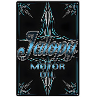 Jalopy Motor Oil Reproduction Gas Station Man Cave Metal Sign - 12" x 18"