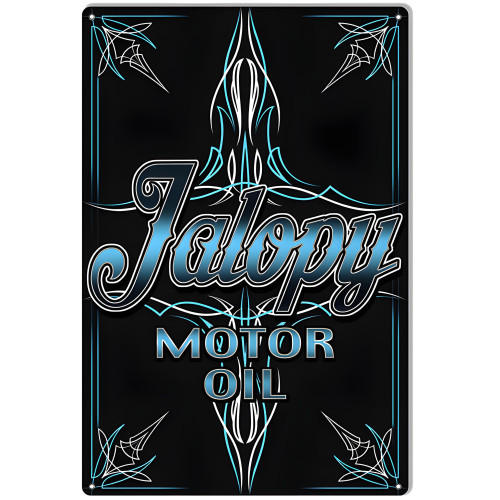 Jalopy Motor Oil Reproduction Gas Station Man Cave Metal Sign - 12" x 18"
