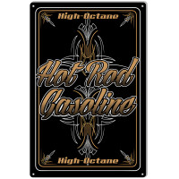 Hot Rod Gasoline Garage Shop Man Cave Metal Sign - 12" x 18"
