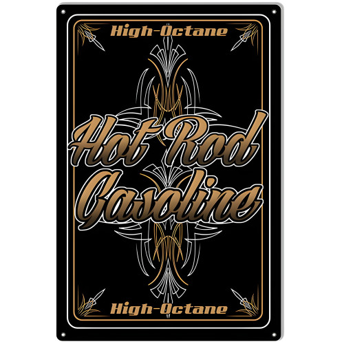 Hot Rod Gasoline Garage Shop Man Cave Metal Sign - 12" x 18"