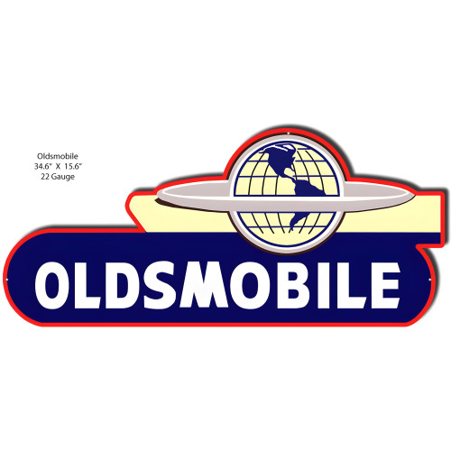Oldsmobile Reproduction Cut Out Garage Shop Metal Sign - 15.6" x 34.6"