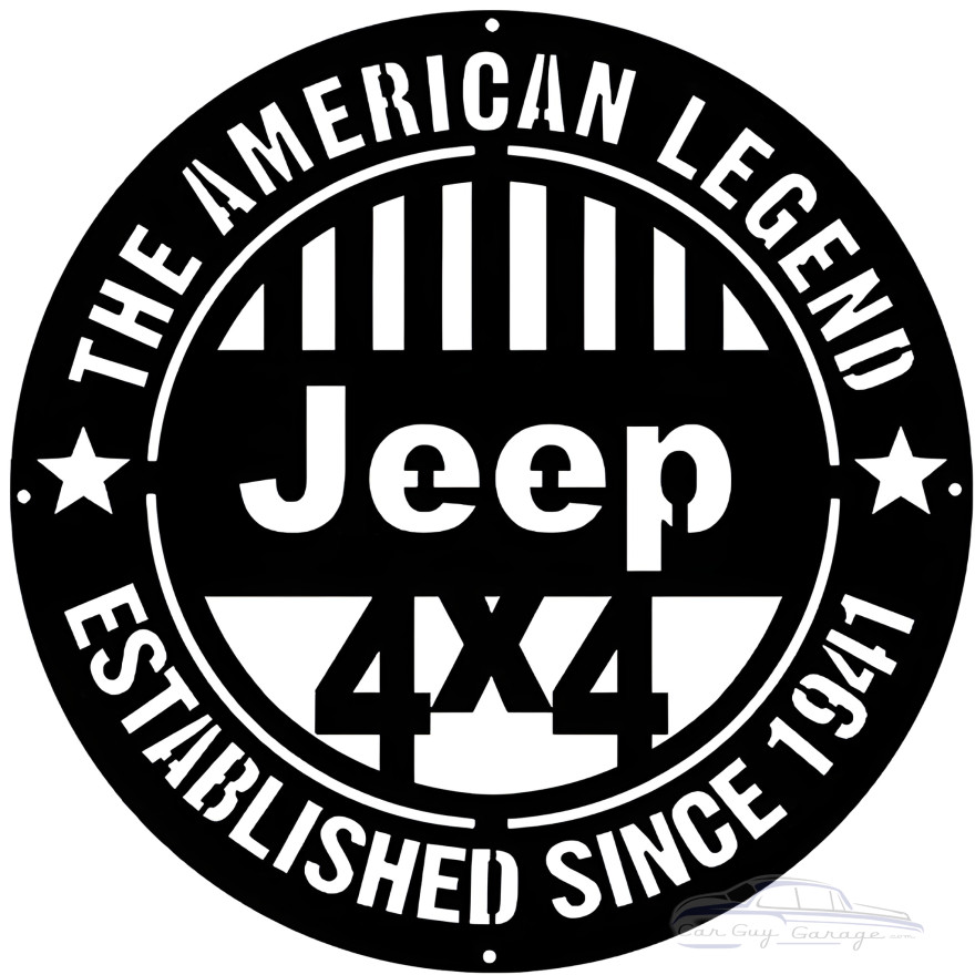 Jeep 4x4 Legend Laser Cut Out Garage Shop Metal Sign - 18" x 18"