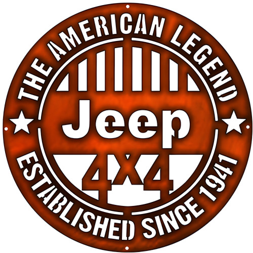 Jeep 4x4 Legend Laser Cut Out Garage Shop Metal Sign - 18" x 18"