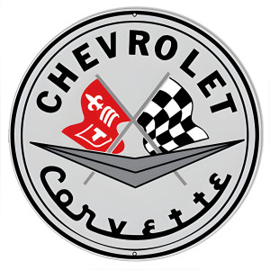 Chevrolet Corvette Reproduction Garage Metal Sign - 30" Round