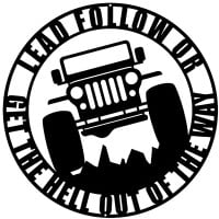 CJ2A Jeep Lead Follow Laser Cut Out Silhouette Wall Art Garage Shop Metal Sign - 18" x 18"