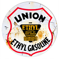 Union Ethyl Gasoline Reproduction Vintage Looking Metal Sign - 24" Round