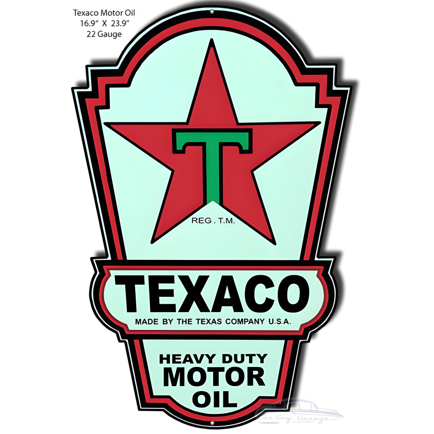Texaco Motor Oil Reproduction Laser Cut Out Gas Station Metal Sign - 16.9" x 23.9" Texaco Motor Oil Reproduction Laser Cut Out Gas Station Metal Sign - 16.9" x 23.9"