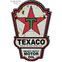Texaco Motor Oil Reproduction Vintage Cut Out Metal Sign - 16.9" x 23.9"