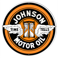 Johnson Motor Oil Reproduction Garage Metal Sign - 18" Round