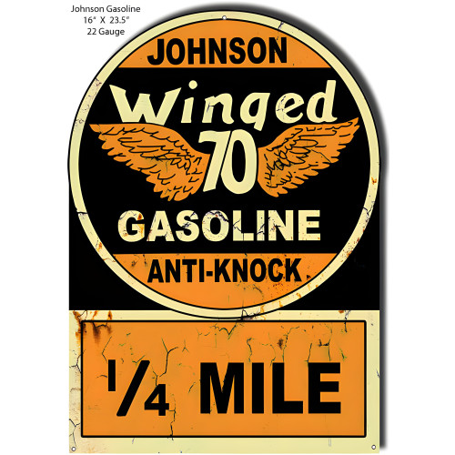 Johnson Winged 70 Gasoline Reproduction Vintage Metal Sign - 16" x 23.5"