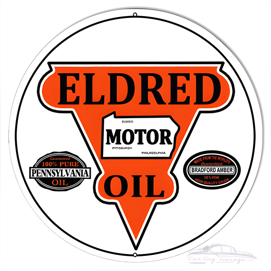Eldred Motor Oil Reproduction Gas Station Metal Sign - 18" Round Eldred Motor Oil Reproduction Gas Station Metal Sign - 18" Round