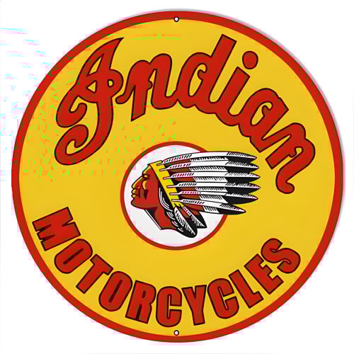 Indian Motorcycle Metal Sign - 18" Round