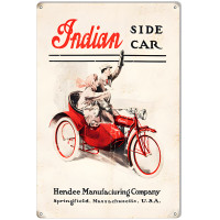 Indian Motorcycle Side Car Vintage Metal Sign - 12" x 18"