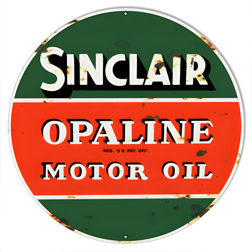 Sinclair Motor Oil Reproduction Vintage Looking Garage Shop Metal Sign - 30" Round
