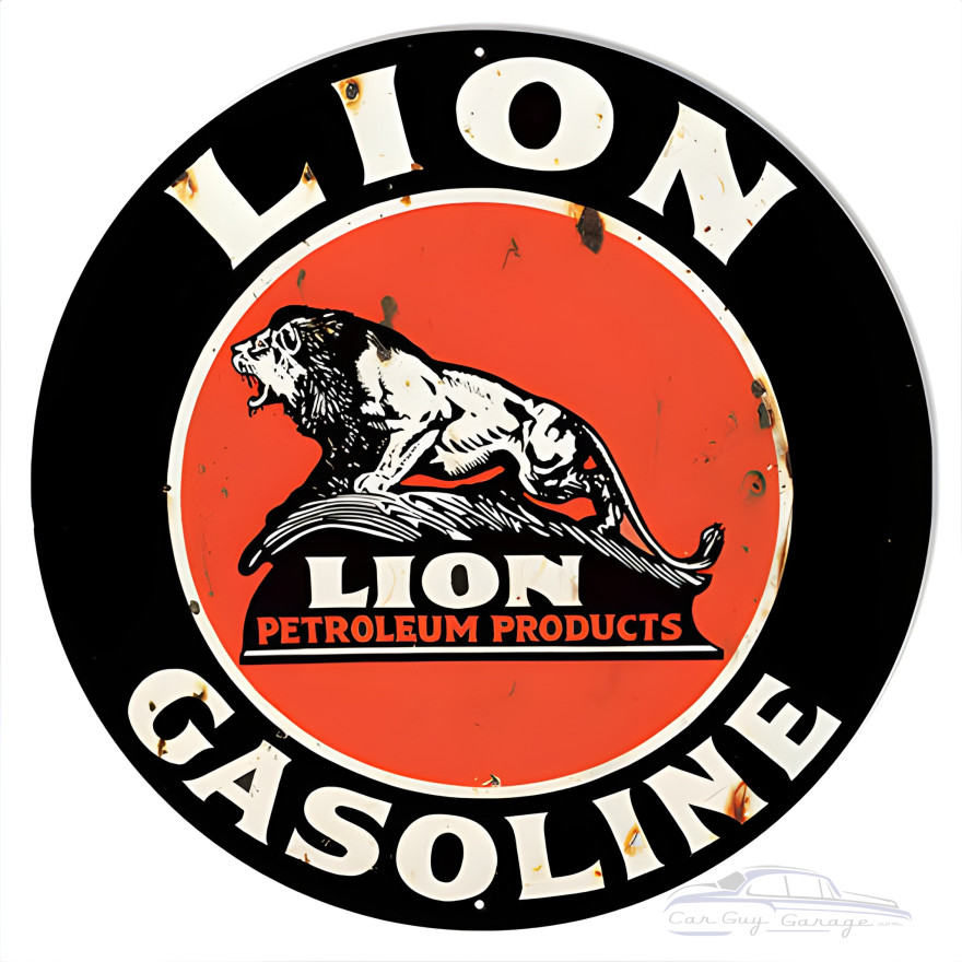 Lion Gasoline Reproduction Motor Oil Vintage Looking Garage Shop Metal Sign - 18" Round Lion Gasoline Reproduction Motor Oil Vintage Looking Garage Shop Metal Sign - 18" Round