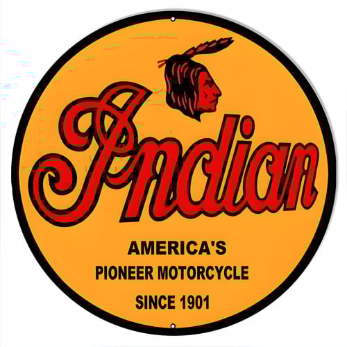 Indian Motorcycle 1901 Series Metal Sign - 14" Round