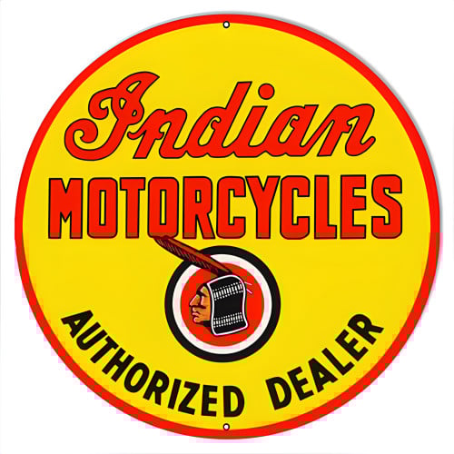 Indian Motorcycle Authorized Dealer Metal Sign - 18" Round
