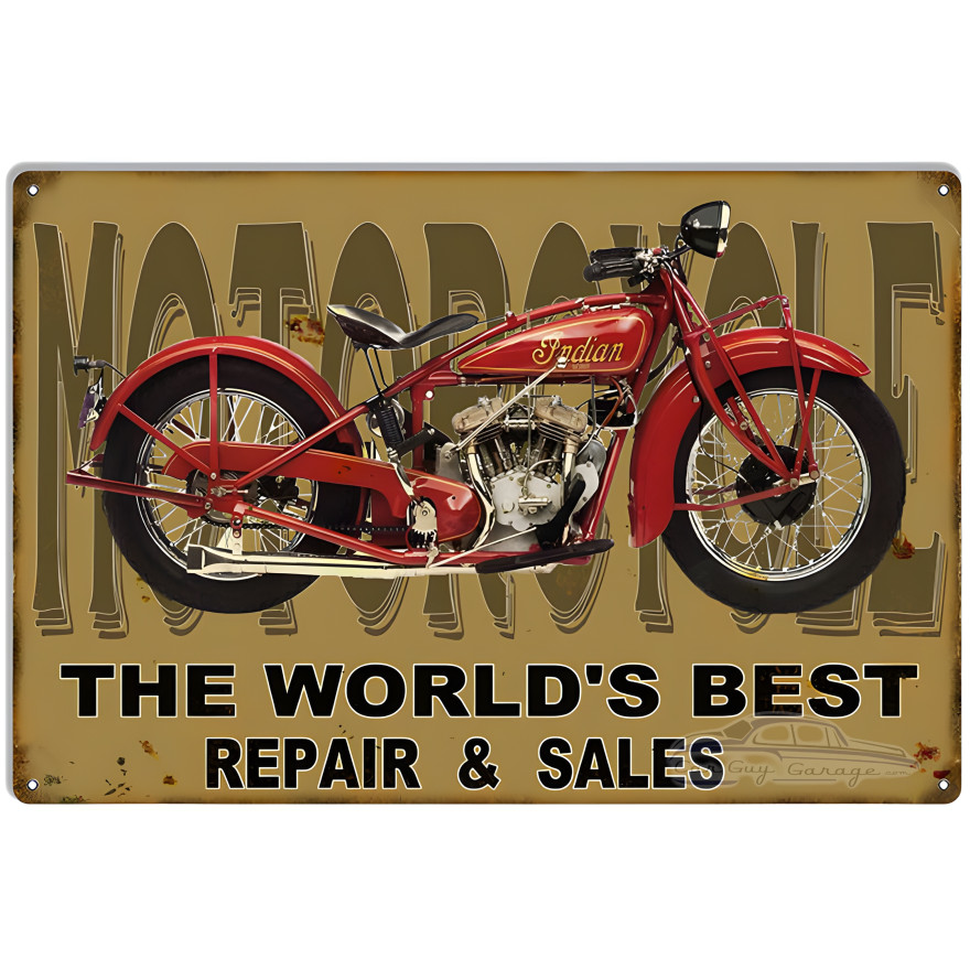 Indian Motorcycle Worlds Best Repair And Service Metal Sign - 12" x 18" Indian Motorcycle Worlds Best Repair And Service Metal Sign - 12" x 18"