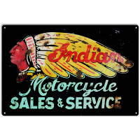 Indian Motorcycle Sales and Service Vintage Metal Sign - 12" x 18"