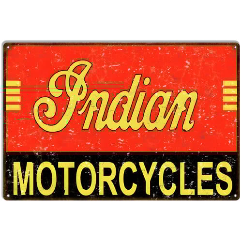 Indian Motorcycles Vintage Metal Sign - 12" x 18"