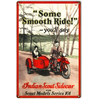 Indian Motorcycle Indian Scout Side Car Metal Sign - 12" x 18"