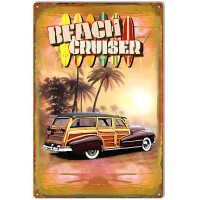 Woodie Beach Cruiser Metal Sign - 12" x 18"