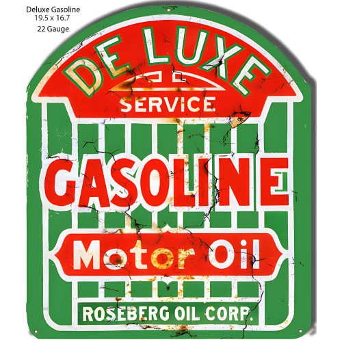 DeLuxe Gasoline Reproduction Motor Oil Metal Sign - 16.7" x 19.5"