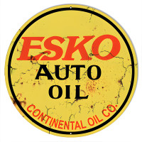 Esko Auto Oil Reproduction Vintage Looking Garage Shop Metal Sign - 14" Round