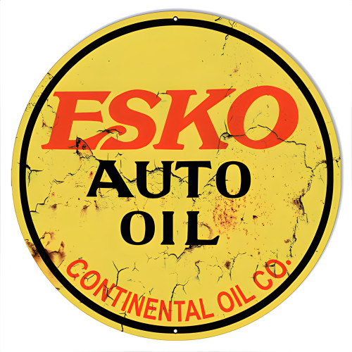 Esko Auto Oil Reproduction Vintage Looking Garage Shop Metal Sign - 14" Round