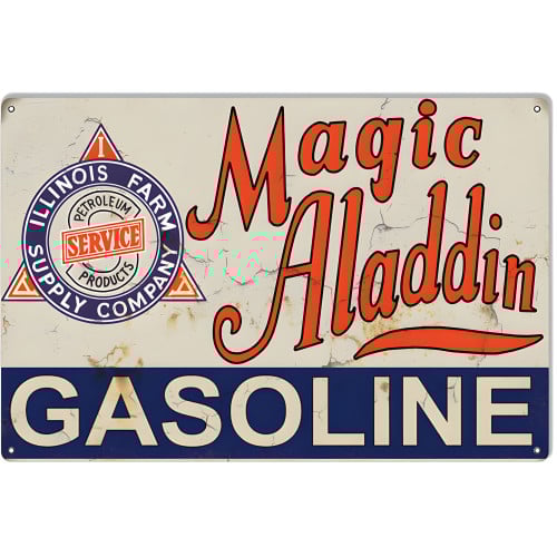 Magic Aladdin Gasoline Reproduction Vintage Looking Metal Sign - 16" x 24"