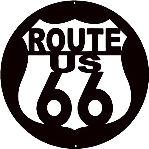 Route 66 US Laser Cut Out Silhouette Wall Art Metal Sign - 16" x 16"