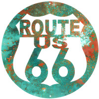 Route US 66 Faux Patina Garage Shop Metal Sign - 16" x 16"