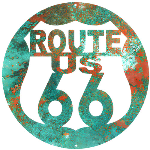 Route US 66 Faux Patina Garage Shop Metal Sign - 16" x 16"