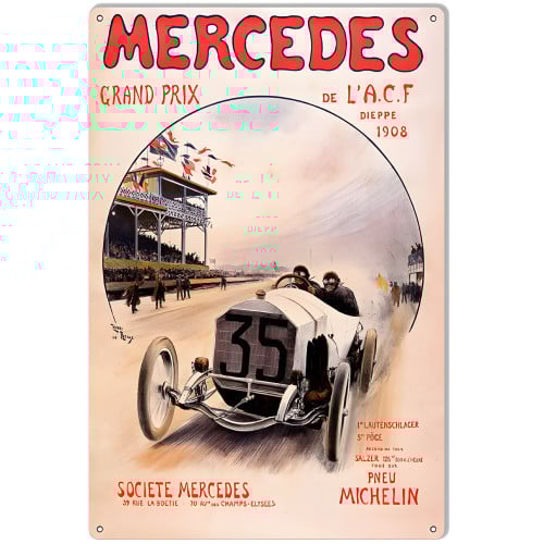 Mercedes Grand Prix Reproduction Motor Speedway Metal Sign - 12" x 18"