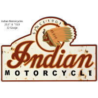 Indian Motorcycle Reproduction Cut Out Garage Metal Sign - 15.9" x 23.5"