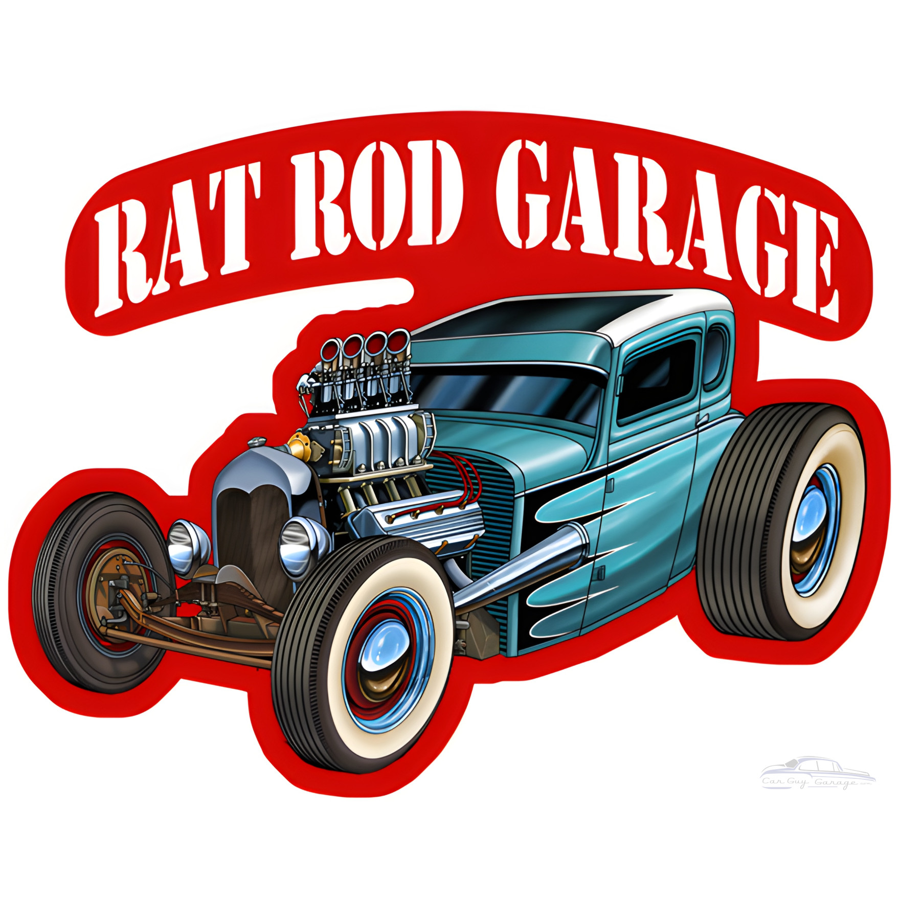 Rat Rod Garage 3D Effect Metal Sign - 16.3