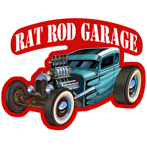Rat Rod Garage 3D Effect Metal Sign - 16.3" x 21"