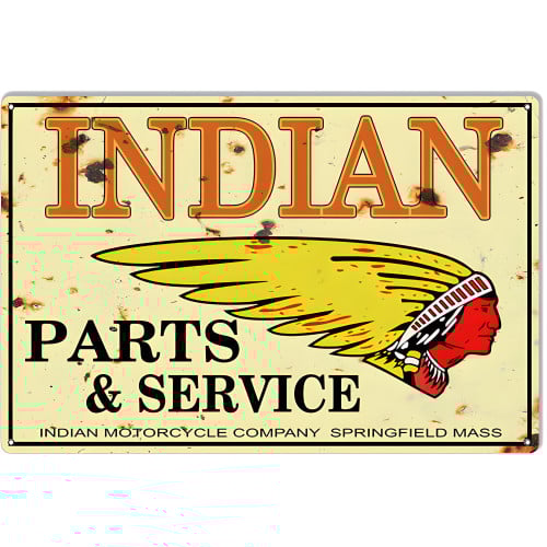 Indian Motorcycle Genuine Parts Vintage Metal Sign - 16" x 24"