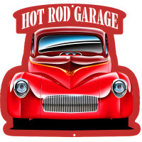 Hot Rod Front End 3D Effect Garage Art Metal Sign - 17" x 18"