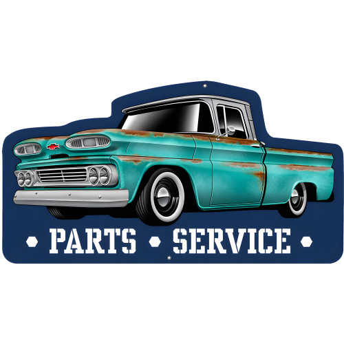Chevy Parts and Service Metal Sign - 11.4" x 21.2"