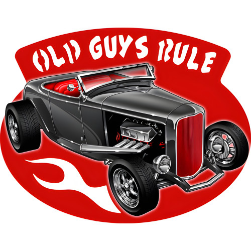Old Guys Rule Hot Rod Laser Cut Out With 3D Effect Wall Art Metal Sign - 16" x 21"
