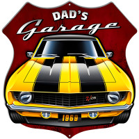 Dad's Garage Hot Rod Laser Cut Out With 3D Effect Metal Sign - 15.6" x 15.8"